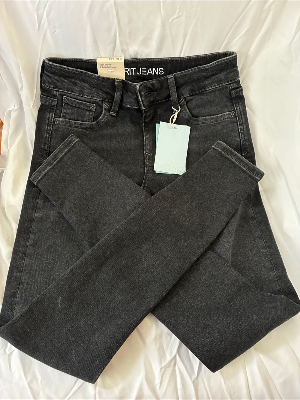 Esprit Women’s Mid Skinny Jeans Faded Washed Black size W26 L30